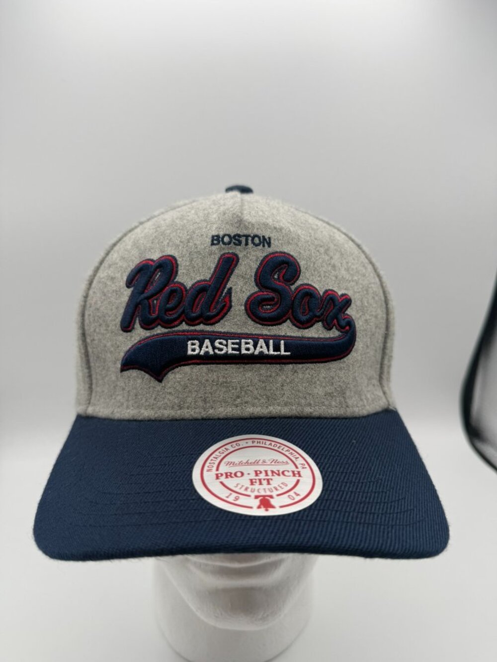 Boston Red Sox Hat Mitchell & Ness Pro Pinch Snapback Hat Corduroy Brim Cap